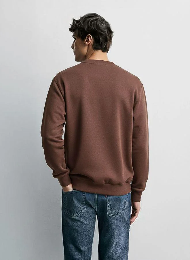 The Indian Garage Co Men Relaxed Fit Embroidered Crew Neck Full Sleeves Sweatshirt